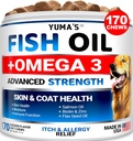 Omega 3 Fish Oil for Dogs - 170 Chews - Skin and Coat Supplement - Omega 3 for Dogs - Dry & Itchy Skin Relief Treatment - Allergy Support Dog Anti Shedding Treats - Salmon - EPA & DHA - Chicken Flavor