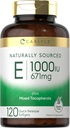 Carlyle Vitamin E 1000 IU Softgels | with Mixed Tocopherols | 120 Pills | Naturally Sourced Supplement | Non-GMO and Gluten Free Formula