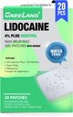 CARELAND 4% Lidocaine Patches Plus 1% Menthol, 20 Pcs Waterproof Maximum Strength Back Pain Relief Products Patches with Border, for Neck Knee Nerve Shoulder Pain Relief Muscle Relaxer, Super Sticky