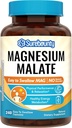 Magnesium Malate Capsules 1230mg, Magnesium Supplement, Chelated, High Absorption, Energy Production & Contraction Support for Children, Teenagers, and Adults, 240 Vegan Caps