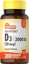 Sundance High Potency D3 2000 IU | 200 Quick Release Softgels | Essential Vitamin Formula | Non-GMO and Gluten Free Supplement