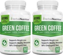 Herbal Nutrition BOGO Pure Green Coffee Bean Extract, Two Bottle Pack, 120 Capsules, Multi-Level Dosing 400mg - 1200mg Per Serving, 50% Chlorogenic Acid. Weight Loss & Cleanse Supplement