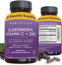 Viva Naturals Elderberry with Vitamin C and Zinc (120 Capsules) - 1000mg Sambucus Elderberry Immune Support Supplement, Black Elderberry Capsules for Adults - 2 Months Supply
