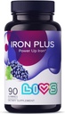 LIVS Iron Supplement for Women & Men with Vitamin C, A, B3, B5, B6, B12, Biotin, Zinc & Folate | Non-GMO, Gluten Free Chewable Supplement as Gummy for Energy Boost & Anemia Support - - 90 Count