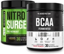 Jacked Factory Nitrosurge Pre-Workout in Pineapple & BCAA in Fruit Punch for Muscle Building and Recovery