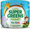Infusions Super Green Gummies for Kids 90 Count Superfood Booster Soft and Delicious 8 Powerful Blends Vegan Friendly Gluten Free & Non-GMO