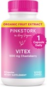 Pink Stork Organic Vitex – 1000 mg Chaste Tree Berry – Plant-Based Support for Perimenopause & Hormonal Harmony – Helps Maintain Cycle Regularity & Hormone Balance – 60 Vegan Capsules