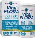 Vital Planet - Vital Flora Probiotics for Men, 60 Billion CFU, 60 Diverse Strains, 7 Organic Prebiotics, Men’s Daily Shelf Stable Probiotic for Immune Support, Gas Relief, Digestive Health 60 Capsules