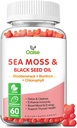Sea Moss Gummies for Adults Kids with Chlorophyll, Bladderwrack, Burdock Root, Blck Seed Oil, Vitamin C & D3, Zinc, 8-in-1 Potent Formula Supports Immune System & Boost Energy (1-Pack)