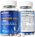 2 Pack Liposomal Calcium AKG Supplement 1500mg with Vitamin D3 & K2 for Women & Men, Calcium Supplement with Magnesium Glycinate, Boron, Probiotics & Vitamin C for Bone Strength & Energy, 240 Softgels