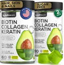 Biotin and Collagen Peptide Gummies for Hair Growth, Skin and Nails 120 Pcs (2 Pack) - 82000 Mcg - Biotin Chewables with Keratin Max Strength - Beauty Gummies for Women and Men - Sugar Free, Non-GMO