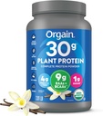 Orgain Organic 30g Vegan Plant Protein Powder, Vanilla, 9g EAAs + BCAAs, High Plant Protein, 4g Prebiotic + Fiber, 1g Sugar, Pre-Workout, Muscle Support + Recovery - 2.01lb (Packaging May Vary)