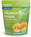 Amazon Basic Care Vitamin C Supplement Drops, Lemon, Orange & Grapefruit, 140 count (Previously SoundHealth)