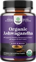 High Strength Organic Ashwagandha Supplements - Ashwagandha Organic Tablets for Mood Support & Hormone Balance for Women & Men - Root Extract Powder with Black Pepper for Better Absorption - 60 Ct