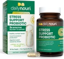 DAILYNOURI Stress Support Probiotic for Women & Men | Supports Cortisol Management, Stress Relief, Mood, Digestion & Gut Health | 3 Clinically Studied Strains + Vegan Omega Oil | 30-Day Supply
