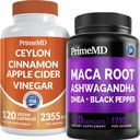 5-in-1 Ceylon Cinnamon w Apple Cider Vinegar, Turmeric, & Ginseng Root (120ct) & 6-in-1 Maca Root Ashwagandha w DHEA & Black Pepper Fruit (120ct) Bundle - Energy, Mood, & Immune Support Supplement