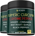 7in1 Turmeric and Cayenne Pepper Supplement - Digestion, Immune, Brain & Heart Health Support with Ceylon, Ginger, Garlic, Beetroot - 2Pack60