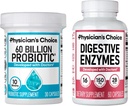 Physician's CHOICE Advanced Gut Health Bundle: 60 Billion Probiotics 30ct + Digestive Enzymes 60ct for Digestive, Gut, and Immune Health Supports Occasional Constipation, Diarrhea, Gas, and Bloating