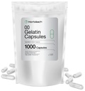 Empty Capsules Size 00 | 1000 Clear Gelatin Capsules | Resealable Bag | Non-GMO, Gluten Free | By Horbaach