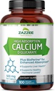 Zazzee High Absorption Calcium D-Glucarate, 500 mg per Capsule, 3 mg BioPerine for Enhanced Absorption, 100 Vegan Capsules, Plus Broccoli 10:1 Extract, 100% Vegetarian, CDG, All-Natural and Non-GMO