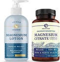 Magnesium Lotion and Magnesium Citrate Supplement | Full Body Magnesium Support for Body and Mind with 8 Fl Oz Topical Magnesium Plus 2 Month Supply Magnesium Complex Pills
