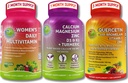 Vegan Bone, Immune & Whole Body Support Trio – Quercetin with Bromelain, Vitamin C, and Zinc Whole Food Complex + Women’s Multivitamin with Iron + Plant-Based Calcium with Magnesium, D3, K2 + Turmeric
