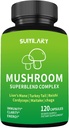 Mushroom Supplement Capsules, Mushrooms Complex, Lions Mane, Cordyceps, Chaga, Reishi, Turkey Tail, Maitake, Brain Supplements for Memory and Focus, 2 Month Supply