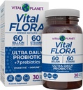 Vital Planet - Vital Flora Ultra Daily Probiotic 60 Billion CFU, Diverse Strains, Organic Prebiotics, Immune Support, Bloating Relief, Digestive Health Probiotics for Women and Men 30 Capsules