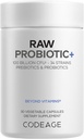 Codeage Raw Probiotic+ Supplement - 34 Probiotic Strains, 100 Billion CFUs, Raw Whole Food Probiotics, Digestive Enzymes, Raw Fruits & Veggies Prebiotics - Wild Kefir Culture - Non-GMO - 30 Capsules