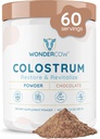 WONDERCOW Colostrum Supplement Powder for Gut Health, Immune Support, Muscle Recovery & Wellness | Natural IgG Pure Whole Bovine Colostrum Superfood, Chocolate, 60 Servings