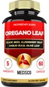 5in1 Oregano Capsules with Oregano Leaves and Black Seed, Elderberry, Garlic Bulb, and Olive - Support Immune & Digestive Health for Men and Women - 60 Count for 2 Months Supply