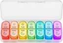 Weekly Pill Organizer 2 Times a Day - AM PM Pill Organizer with 7 Daily Color-Coded Small Cases, Morning and Night Travel Pill Cases for Vitamins, Medicine, & Supplements