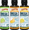 Barlean's Omega 3 Fish Oil Liquid Supplement for Men and Women, 1500mg of EPA and DHA Fatty Acid, Promotes Brain & Heart Health - Non-GMO, Variety Pack, 8 oz