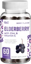 KelZ Elderberry with Zinc & Vitamin C Supplement Gummies, Berry Flavor, 60 Count (Pack of 1)