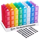 Monthly Pill Organizer 4 Times A Day, One Month Pill Organizer, Monthly Pill Box Organizer with 32 Daily Compartments for Fish Oil, Vitamins, Supplements and Medications, 31 Day Pill Case