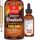 57,000 MG Liposomal Active Rhodiola Rosea Supplement with Ashwagandha, Liquid for High Absorption, Rhodiola Rosea Root Extract Tincture for Energy, Stress, Mood, Vegan, Sugar & Gluten-Free, 60 ml
