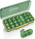 Pill Organizer 3 Times A Day, 7-Day Pill Box 3 Times A Day - Acedada Weekly Medicine Box Organizer, 7 Detachable Portable Daily Pill Container Dispenser Case for Vitamins Fish Oils Supplements, Green
