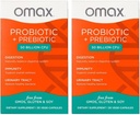 Omax3 Prebiotic & Probiotic 50 Billion CFU + Chicory Inulin, 10 Strain, Reduce Bloating, Digestion, SIBO, Leaky Gut, Vaginal pH, Acidophilus, Vegan, Dairy Free, Gluten Free, Blister Packaged (2 Pack)