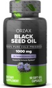 ORZAX Black Seed Oil Cold Pressed 100% Pure | Non-GMO - Rich in Omega 3 6 9 & Thymoquinone | Black Cumin Nigella Sativa Oil for Immune Support, Hair, Skin, Face (1000 mg - 90 Softgel Capsules)