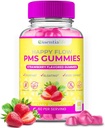 PMS Gummies - Happy Flow PMS Support Supplement for Women - Strawberry PMS Relief Supplement with Vitamin B6 for Hormone Balance, Period Support, Cramps, Hormonal Acne & Bloating Relief (60 Count)