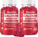 Calcium Gummies + Magnesium & Zinc with Vitamin D3 & K2, High Absorption Calcium Supplement for Bone, Teeth & Immune Support, Non GMO, Vegan, 120 Count
