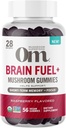 OM MUSHROOM SUPERFOOD Brain Fuel+ Gummies, 28 Servings, Raspberry Gummy Supplement with Lion’s Mane for Memory and Focus