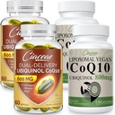 Liposomal CoQ10 800mg 2PCS Bundle with Ubiquinol CoQ10 600 MG Softgels with Omega-3 & Shilajit & PQQ 2PCS