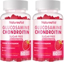 Natures Aid Nutrition Glucosamine Chondroitin Gummies with MSM & Elderberry Extra Strength - Joint Support, Antioxidant Immune Support Supplement for Adults, Men & Women.(2 Pack) Raspberry