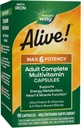 Nature's Way Alive! Max6 Potency Adult Complete Multivitamin, with Iron, Vitamins A, C, E & B-Vitamins Including Methylated B12 & Folate, Supports Energy Metabolism*, 90 Capsules (Packaging May Vary)