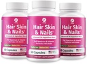 1 Body Hair Skin Nails Vitamin Complex with Biotin - Complete Formula with 26 Essential Vitamins for Men & Women - 3 Pack