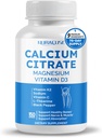 Calcium Citrate Magnesium Vitamin D3 - Support Healthy Bones, Nerve & Muscle, Absorption - Made and Tested in The USA