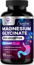 Magnesium Glycinate Chelated for Max Absorption - Supports Bone, Muscle, Nerves & Heart Health, Nature's Sleep and Stress Support, Best Magnesium Supplement Pills for Whole Body Support - 120 Tablets