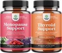 Bundle of Complete Herbal Menopause Supplement for Women - Multibenefit Menopause Relief Hormone Balance and Herbal Thyroid Support Complex - Mood Enhancer Energy Supplement for Thyroid Health