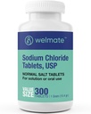 WELMATE - Sodium Chloride (Salt) Tablets - 1000 mg per Tablet - Maintains Hydration & Electrolyte Balance - 300 Count - 15.4 g Total Salt Content - Tablet Form